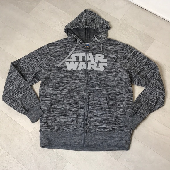 Star Wars Men’s Hoodie Sz L Gray Zip Up